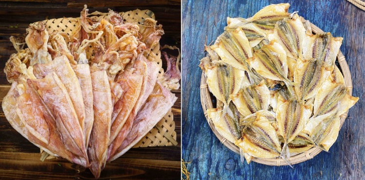 Mực khô và cá chỉ vàng
